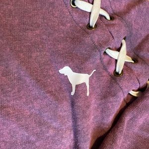 Pink cropped hoodie. Color: Pink/ purple (kind of like tie-dyed)